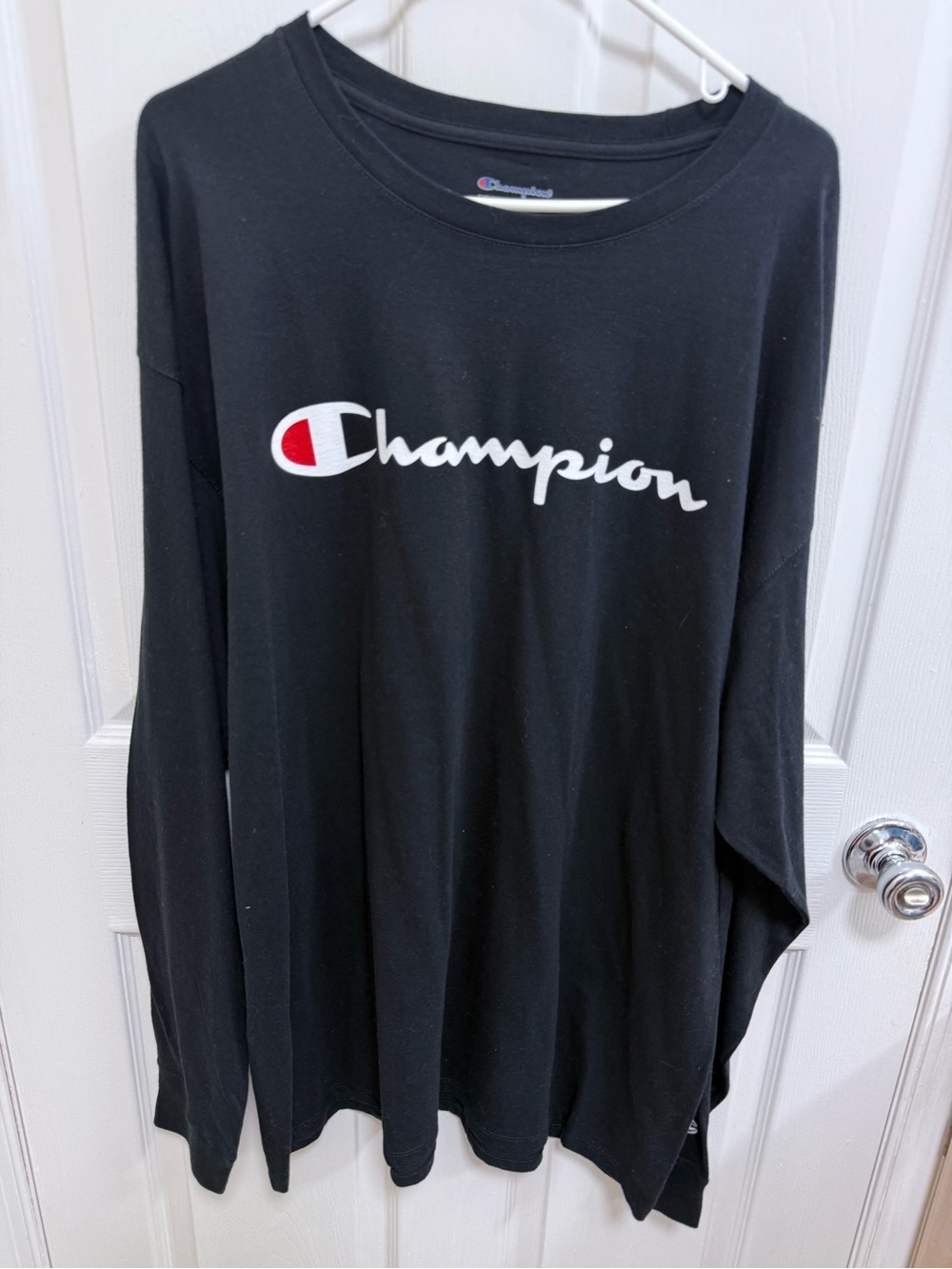 Champion Black Logo Long Sleeve Shirt, Size XXL